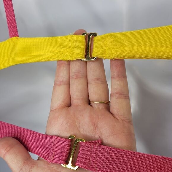 COLOR BLOCK bright strappy bandage bikini top only M/L - Picture 5 of 7